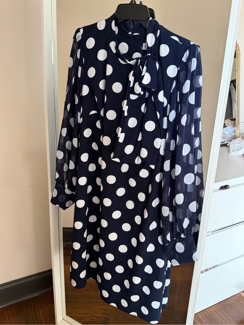 Navy polkadot dress